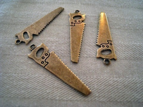 Brass Saw Charms (4)