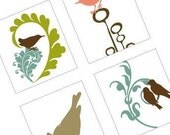 Mod Songbirds - Scrabble Size Pendant Images - Digital Sheets - BUY 2 GET 1 FREE