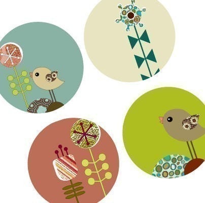 Retro Garden Rounds - One (1x1) Inch Round Pendant Images - Bottle Cap -  Buttons -  pendants- BUY 2 GET 1 FREE