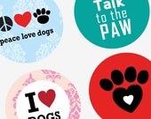 Dog Is Love  - One (1x1) Inch Round Pendant Images - Digital Sheet - PDF - Buy 2 Get 1 Free
