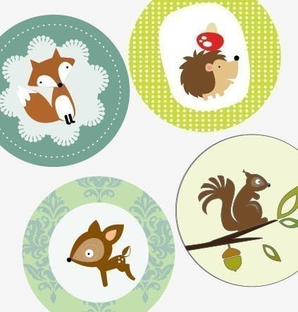 Woodland Creatures - Large Rounds - 2.25 Inch Images - Great For Pocket Mirrors- Digital Sheet