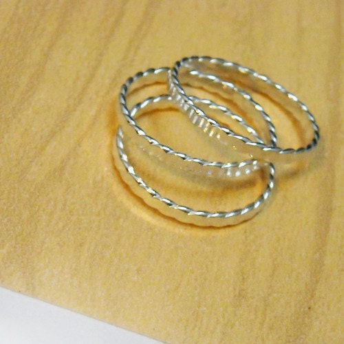 Sterling Twist Stacking Ring Trio- Free Shipping