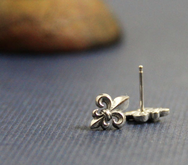 Fleur de lis Sterling Post Earrings- Free Shipping
