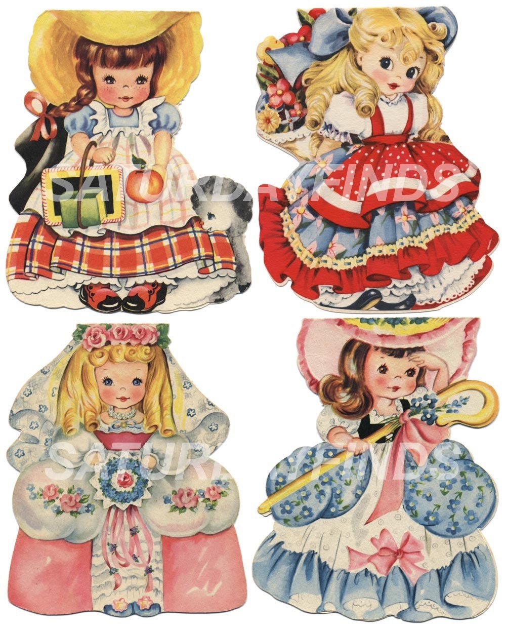 Vintage Greeting Card Birthday Girl No. 5 (of 9) Vintage Greeting Cards - Digital Collage Sheet Instant Download