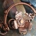 Copper Flower Bangle Bracelet Antiqued Metalwork with British Coin Texture and Toggle Clasp