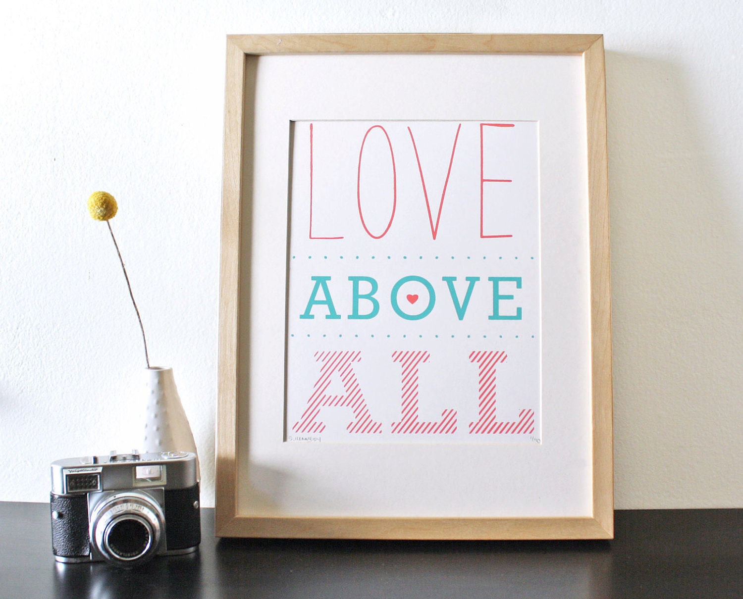 SALE- Love Screenprint, Quote Print, Valentines Day