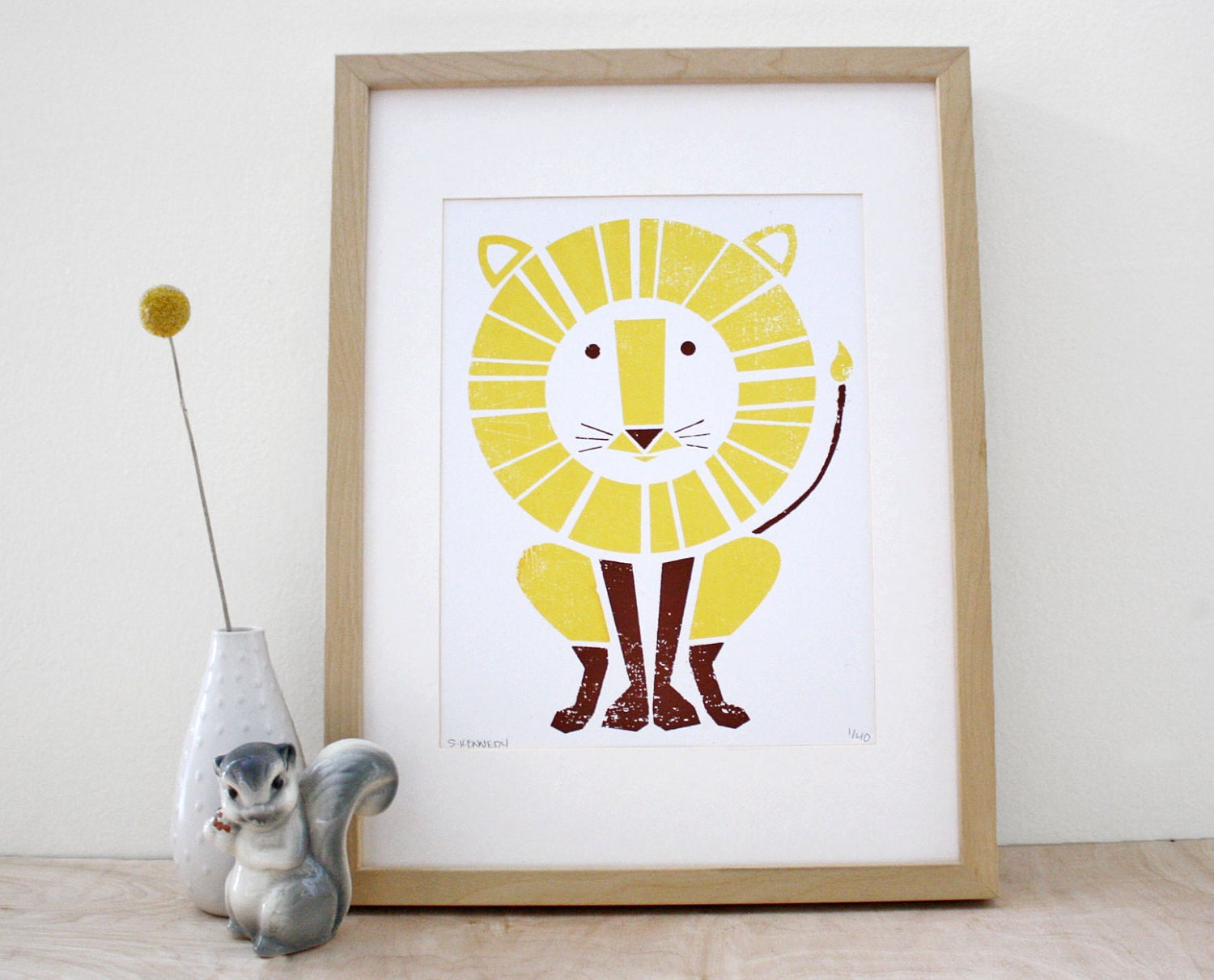 Lion Screenprint, Nursery Art, Modern
