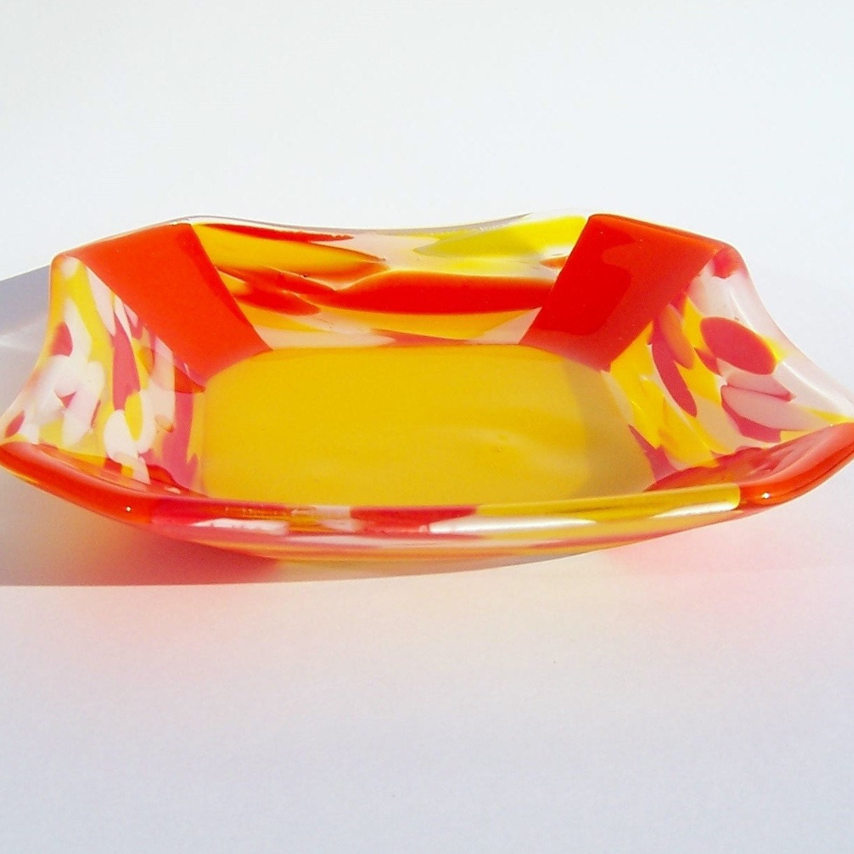 Orange and Yellow Fused Glass Bowl