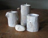 Set of 3 natural Driftwood Candle holders for that organic home atmosphere.