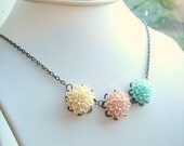 Flower Necklace, Mom, Gradma Spring Jewelry, Mum Feminine Necklace Candy Flowers