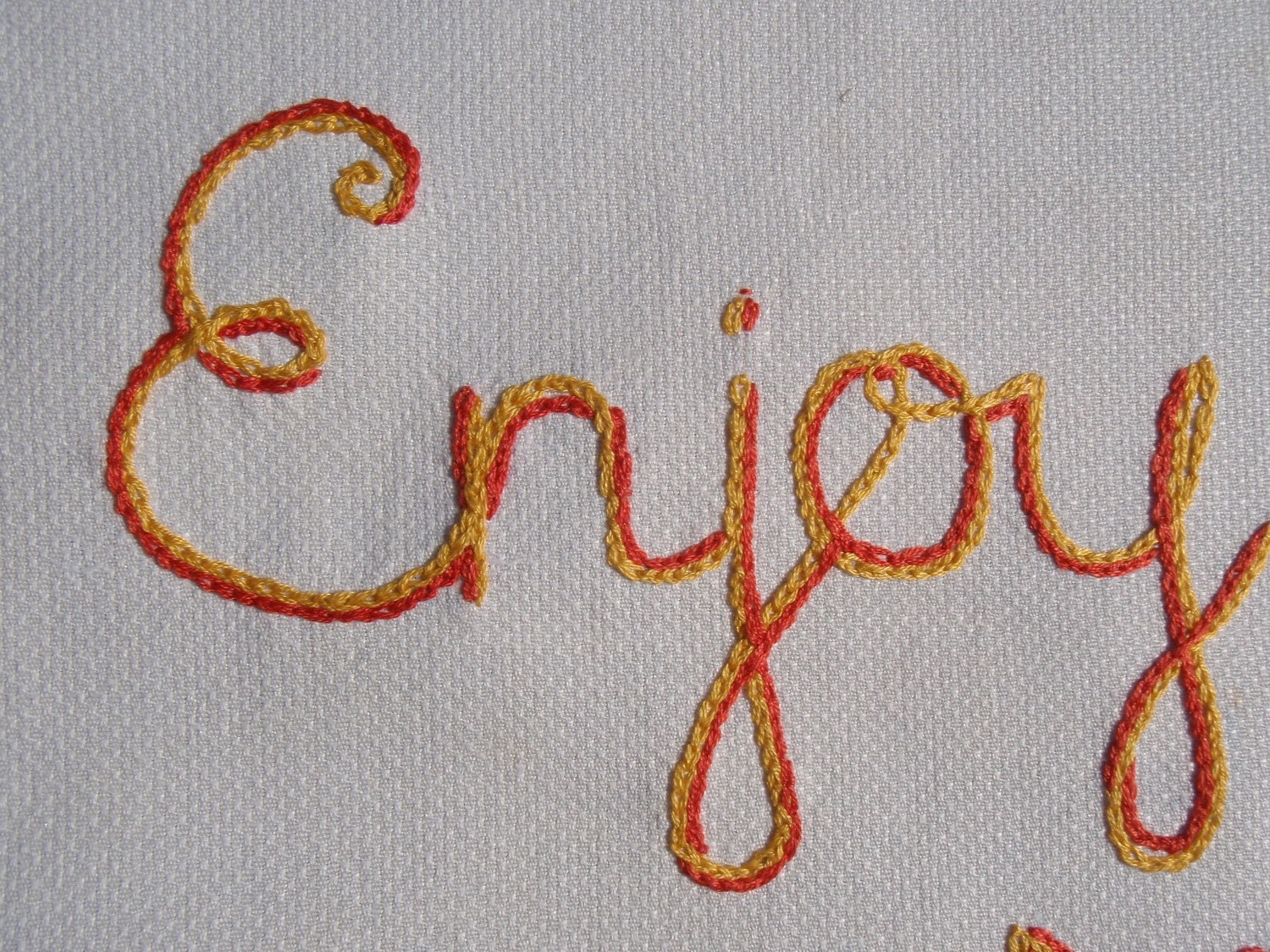 Enjoy Yourself, embroidered art, carpe diem