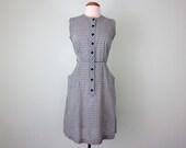 60s dress / plaid cotton fitted sundress (m - l)