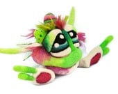 OOAK Original Watermelon Apple Berry Cupcake Goblin Needle Felted Soft Sculpture Wool Fantasy Art Doll RESERVED
