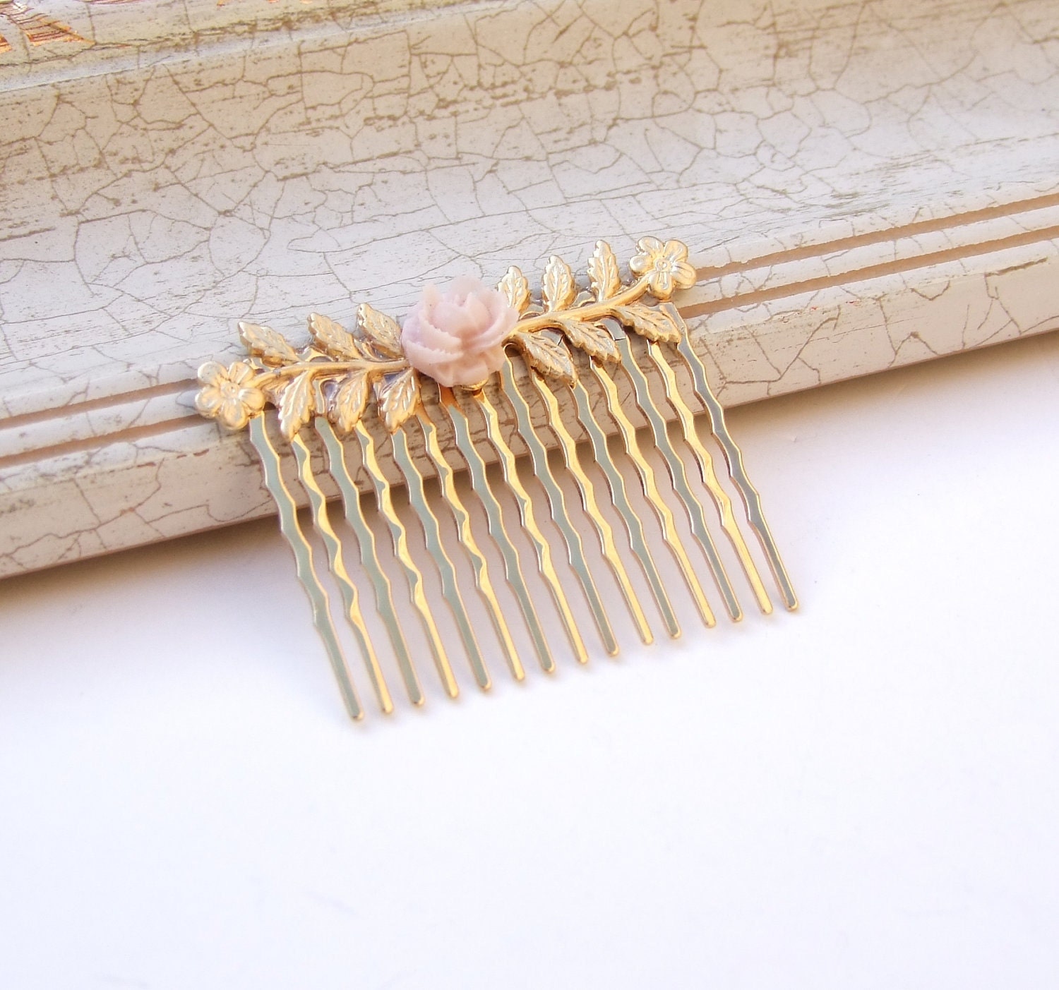 Victorian Garden.Golden hair comb