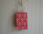 Sale - Red Damask Gift Bags - Set of 6