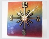 Desk or Wall Clock, Rainbow with Starburst