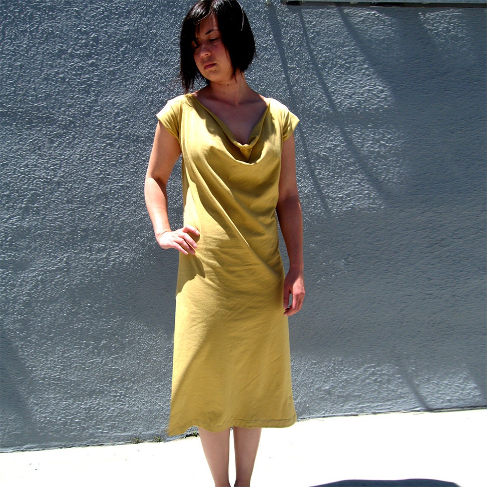SAMPLE SALE  Maxi Dress in Light Mustard Jersey S/M