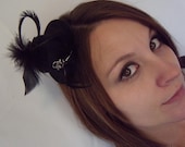 50% off LIQUIDATION SALE Robot Black Hat Clip with Feathers
