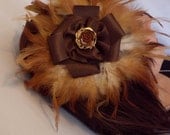 50% off LIQUIDATION SALE Brown Cream Gold Feather Fascinator