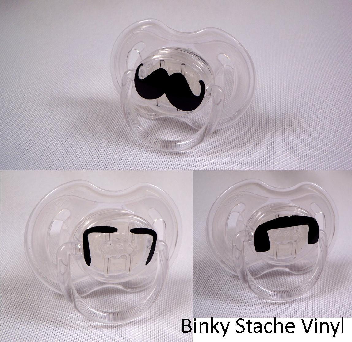 Binky/Pacifier Vinyl Decal Mustache Handlebar, Hogan
