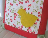 Repurposed Strawberry Chick Applique Pillow