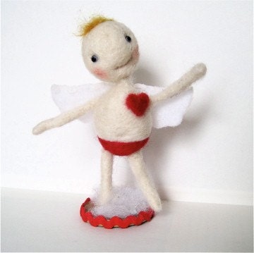 Cupid the Little Boy of Love Needle Felted Miniature Art Doll