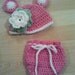 SALE Crochet NB 3 mth Baby Girl Bear Hat Diaper Cover Set