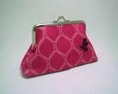 SALE Medium Clutch  Purse -  Echino Beehive by Etsuko Furuya in Hot Pink