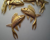 6 large brass fish charms, left and right