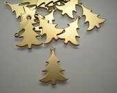 12 raw brass tree charms
