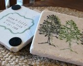 Personalized Wedding Coaster Favors, Pine Tree, Set of 25