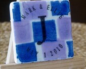 Personalized Monogram Wedding Favor Mosaic Magents, Lavender and Royal Blue, Set of 25