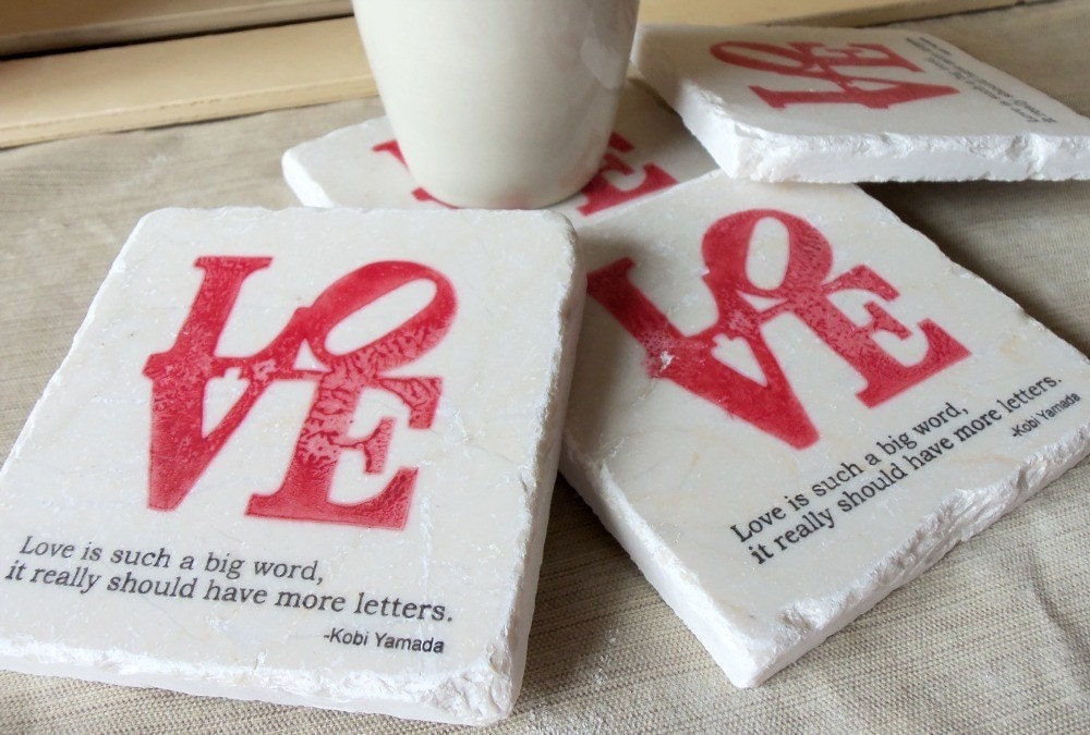 Love Wedding Favor Coasters, Set of 50, Red