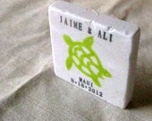 Turtle Save the Date Magnets, Wedding Favors, Lime Green, Set of 25