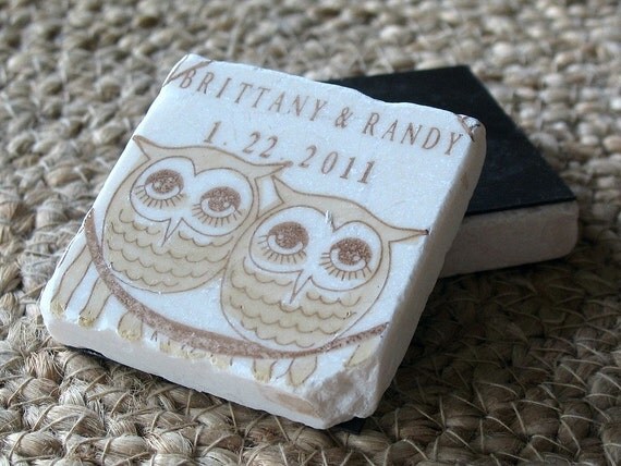 Owl Save The Date Magnets, Wedding Favors, Cozy Brown, Set of 25