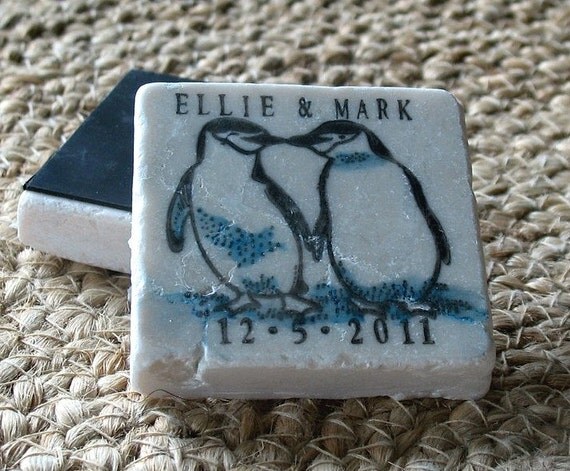 Penguin Wedding Favor Magnets, Save the Date Magnets, Set of 50