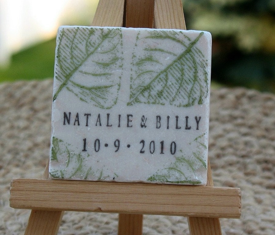 Sage Green Autumn Leaves Wedding Favors or Save the Date Magnets, Set of 25