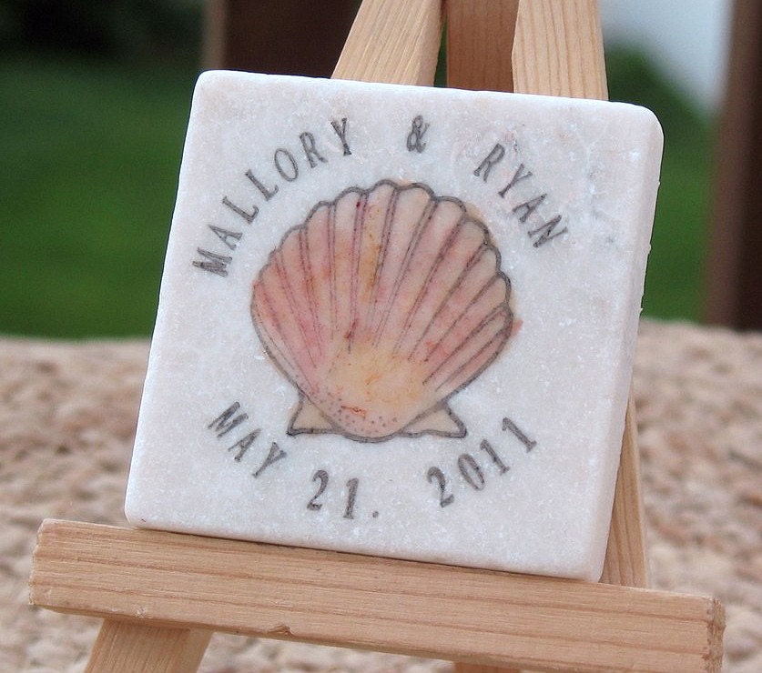 Coral Seashell Save the Date Magnets, Wedding Favors, Set of 25