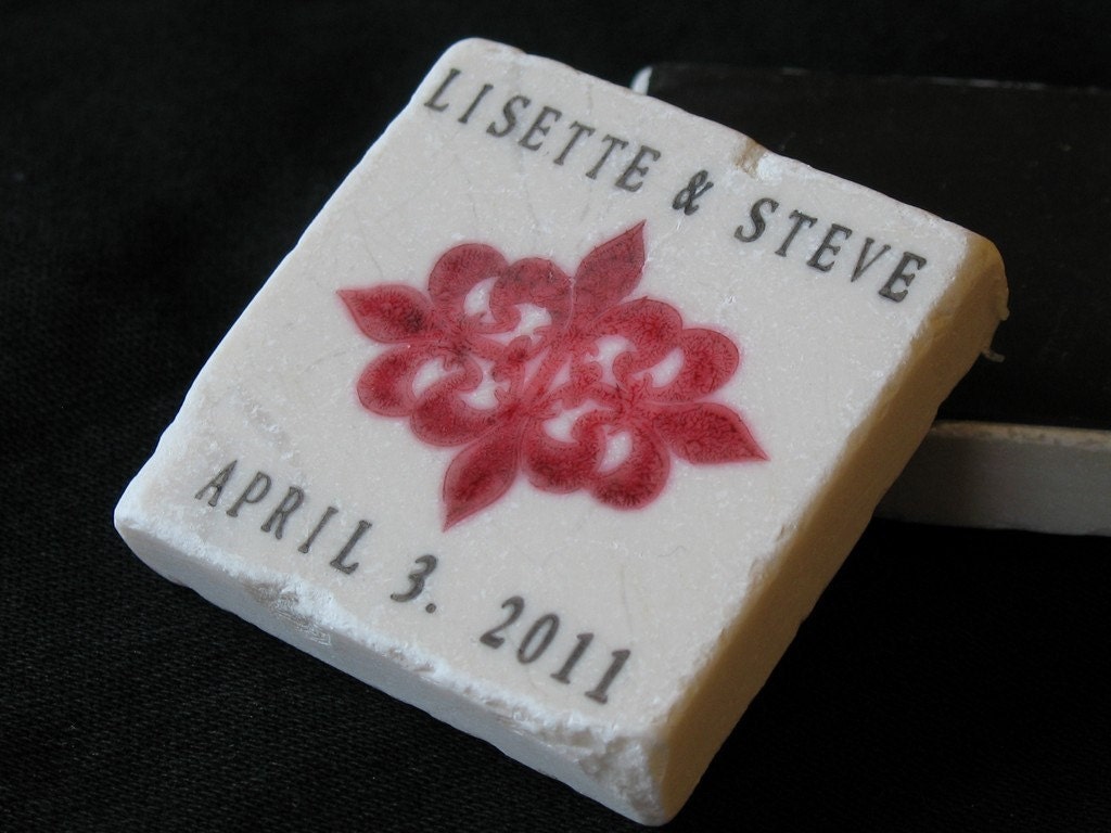 Flourish Fleur de Lis Save the Date Magnets, Wedding Favor, Burgundy, Set of 25