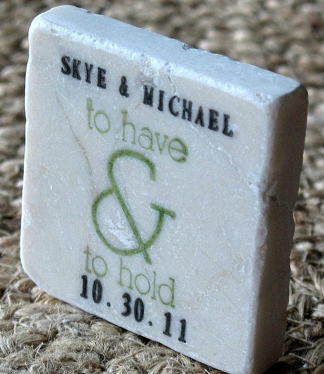 To Have and to Hold Wedding Favors, Green, Save the Date Magnets, Set of 25