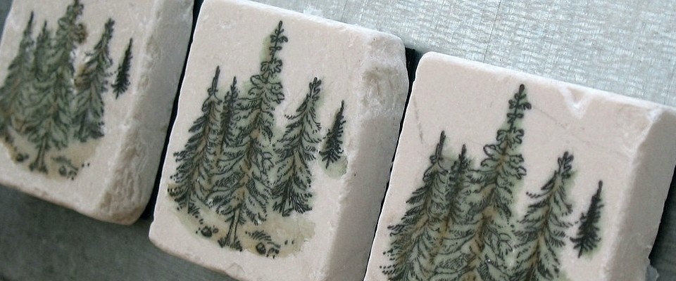 Northwoods Tree Tile Magnets, Set of 3