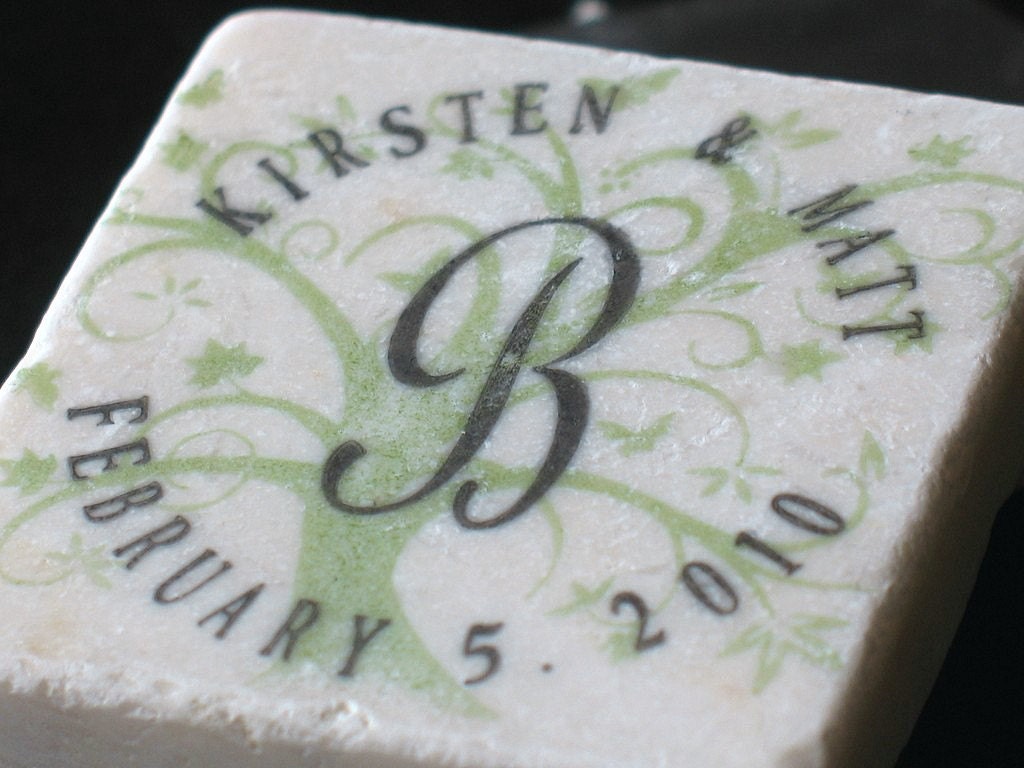 Monogram Butterfly Tree Wedding Favor Magnets, Sage Green, Set of 25