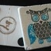 ON SALE Bold Owl Tile Coasters, Azure Blue and Black, Set of 4, Ready to Ship