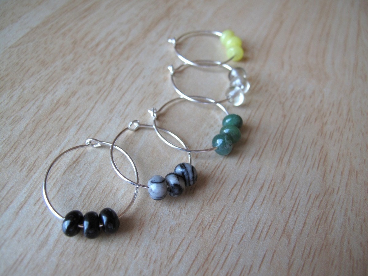 Mini Beverage Charms for Tea Cup / Coffee Mug / Wine Glass Sterling Set of 5 Non-Tarnishing