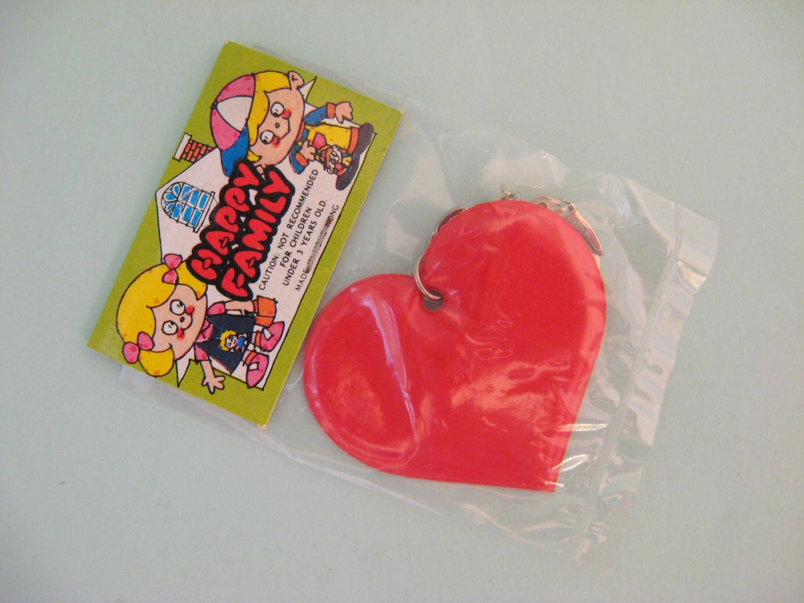 Vintage Happy Family Heart Keyring 1980s