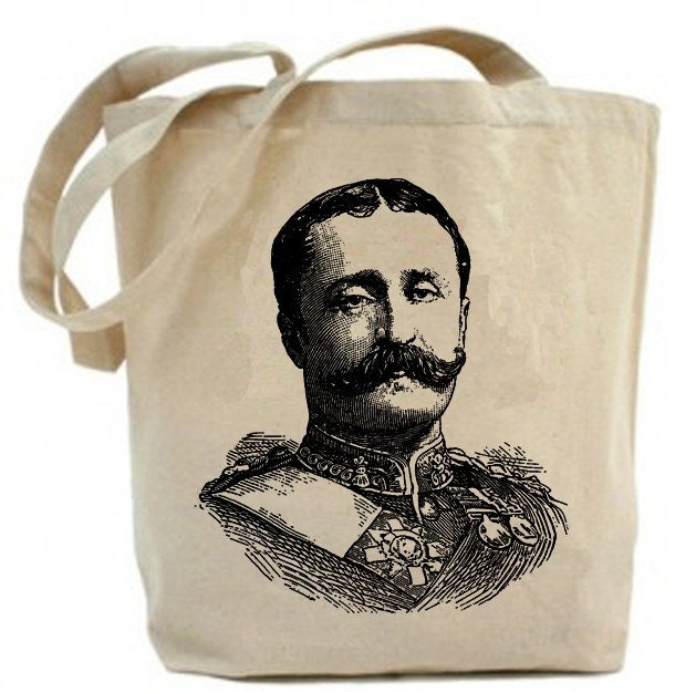 Eco friendly ... Military Mustache Man... Canvas tote bag