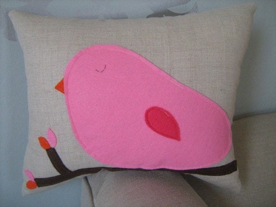 Cotton Candy Pink Bird Pillow