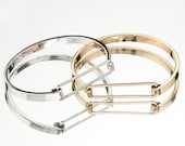BRACELET SET -  2 open-faced ID-style texture-toped bracelets - Unisex Silver and Gold