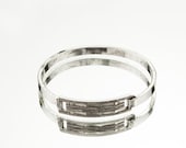 TEXTURED ID-STYLE Hinge Bracelet - Silver-Plated / Swing Top / Unisex