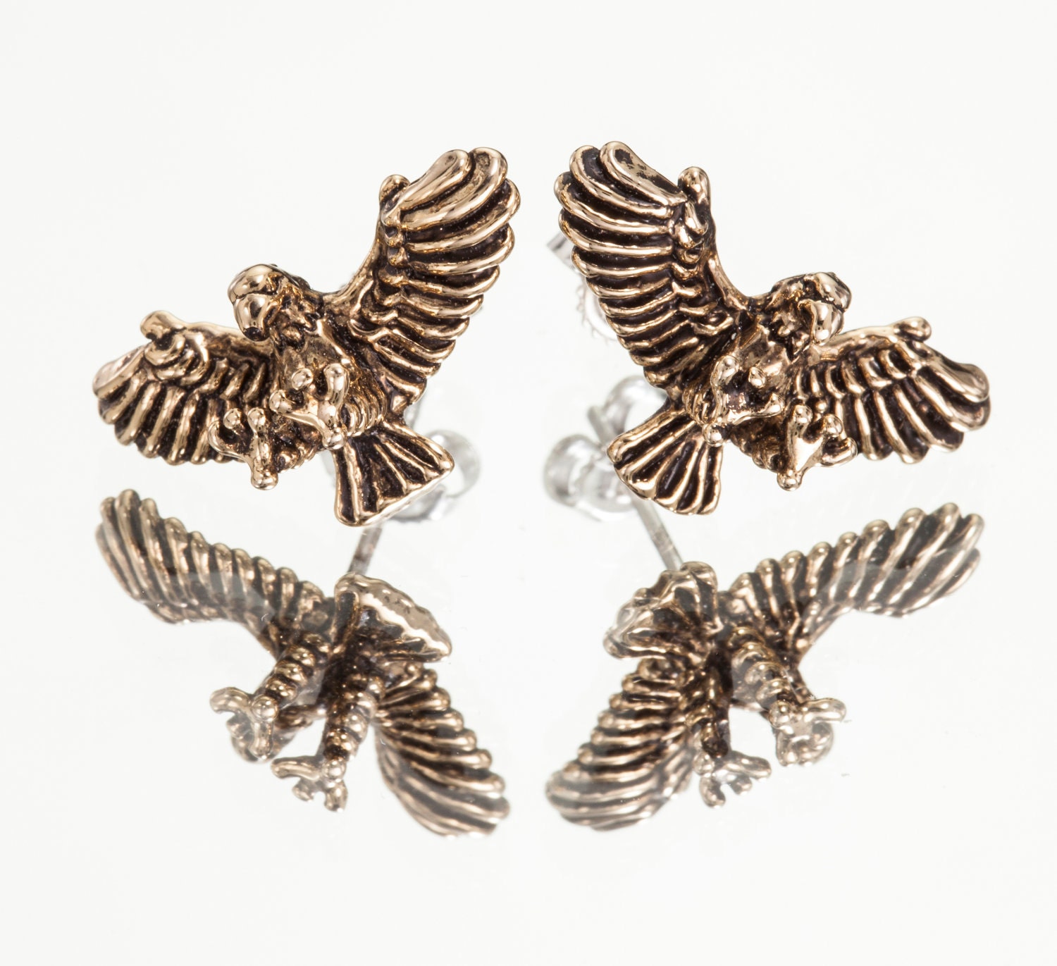 LANDING EAGLE STUDS -  Antique Gold Stud Earrings